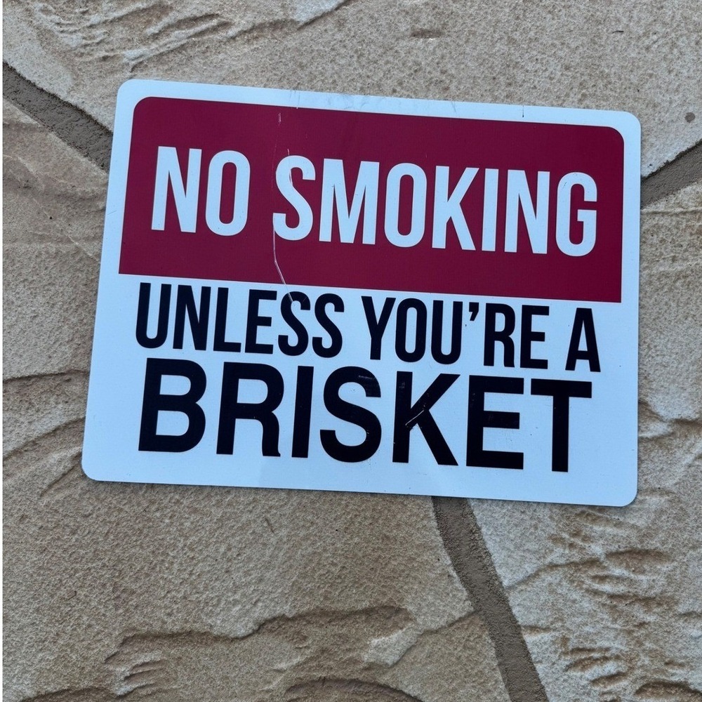No Smoking Unless You Are a Brisket Metal Sign Funny BBQ Grill Wall Decor 10x14